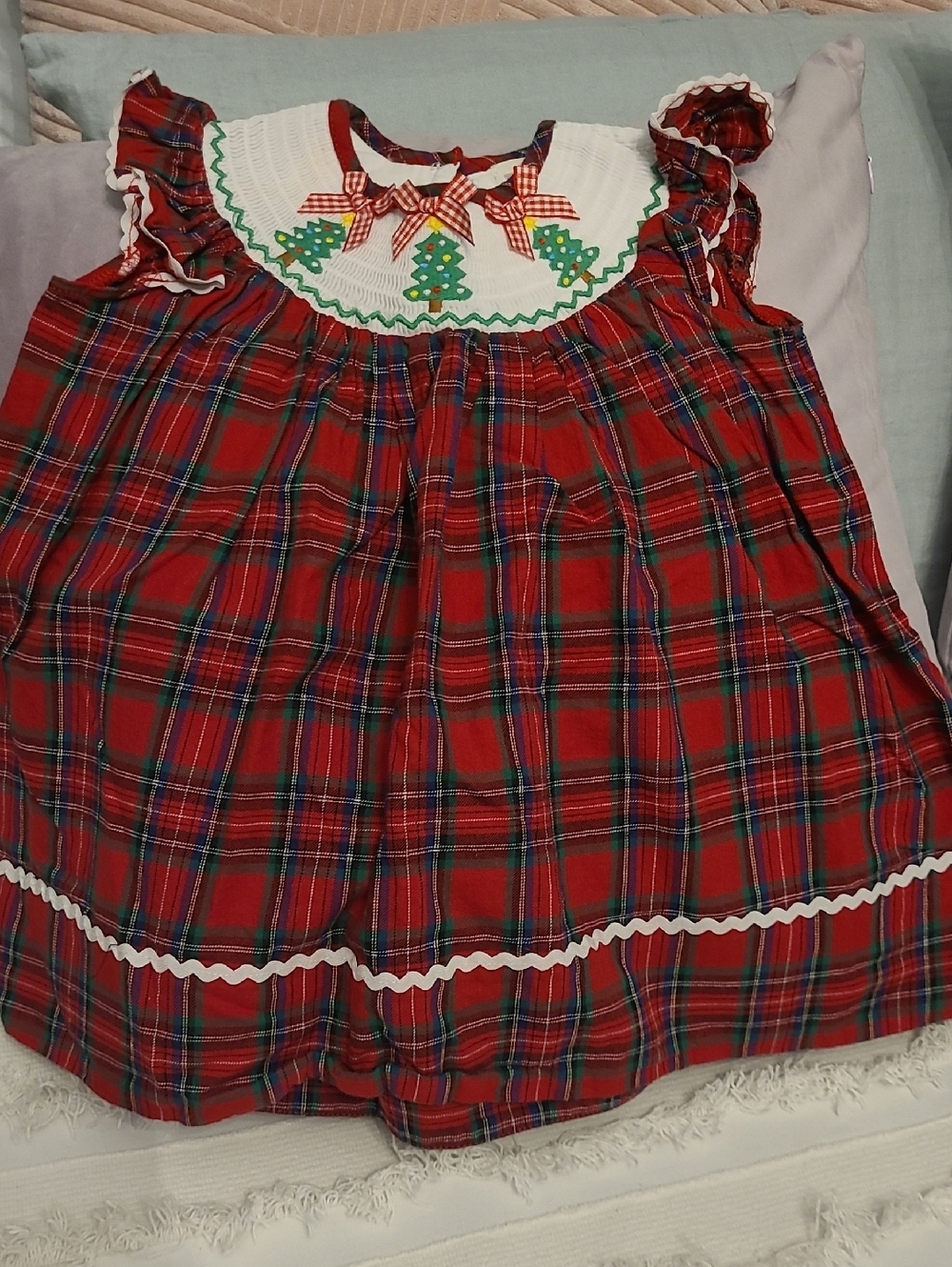 Lil Cactus Christmas Smocked Plaid Dress